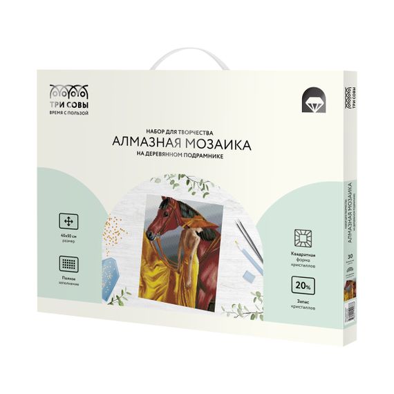 Almaz qaşlarla mozaika \ Алмазная мозаика \ Diamond painting Алмазная мозаика ТРИ СОВЫ "Леди в желтом платье", 40*50см, холст на деревянном подрамнике, картонная