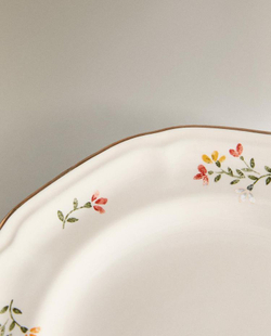 ZARA HOME ФАРФОРОВАЯ ДЕСЕРТНАЯ ТАРЕЛКА С УЗОРОМ, КРЕМОВЫЙ
