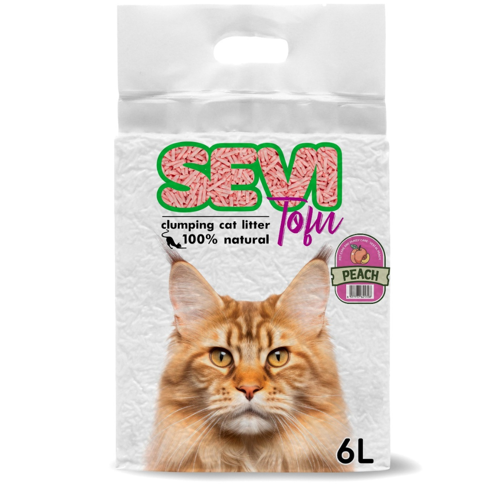 Наполнитель Sevi Tofu комкующийся с запахом персика 6 л
