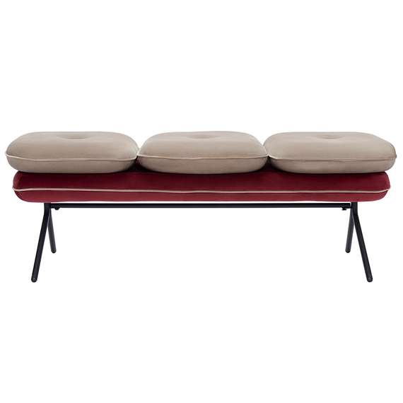 Банкетка Pea, велюр, бежевая/бордовая