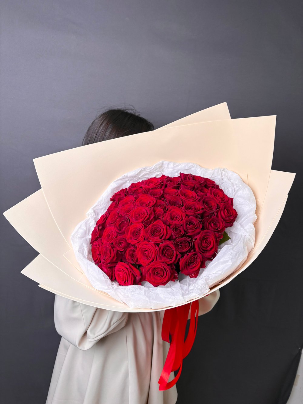 51 красная роза 50 см