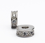 3347-пр Бусина-рондель 7,3*2,7мм, прозрачные фианиты, родий