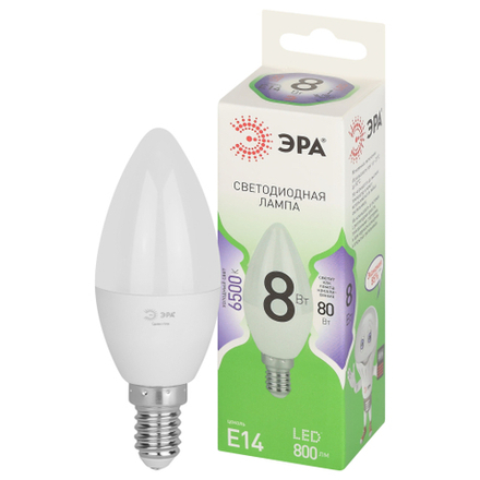 Лампа светодиодная ЭРА GREEN LINE LED B35-8W-865-E14 GL 8Вт свеча холодный свет E14