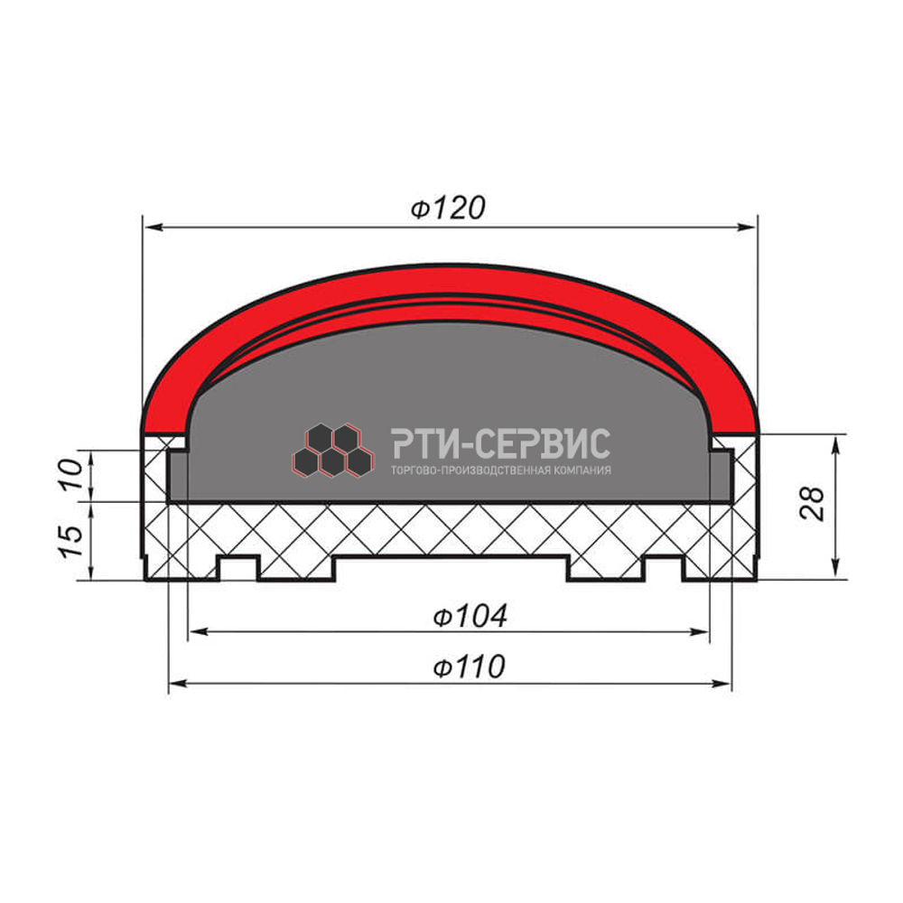Резиновая накладка (РТИ-СЕРВИС 1038) для подъемников "Ravaglioli" (mid+)