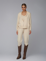 Женский трикотажный костюм-тройка с молнией молочный