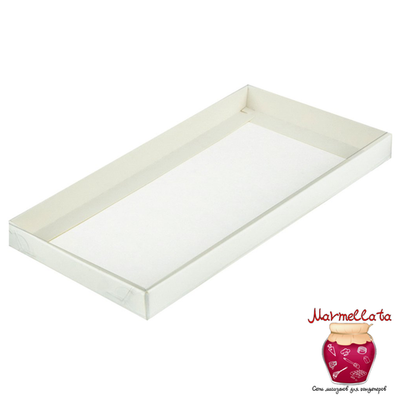 Упаковка для шоколадной плитки С ПЛАСТИКОВОЙ КРЫШКОЙ 180*90*70 мм, белая