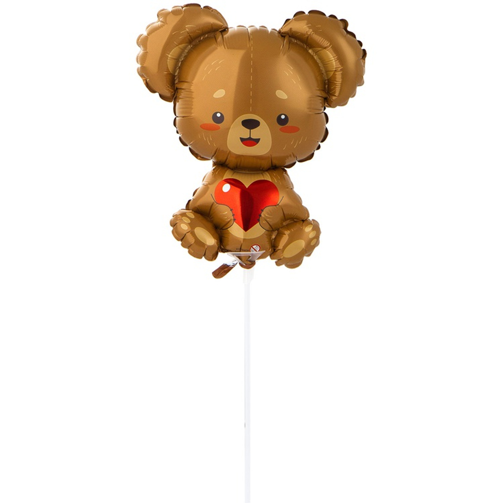 Шар Фольгированный Медвежонок с сердцем (Коричневый)
