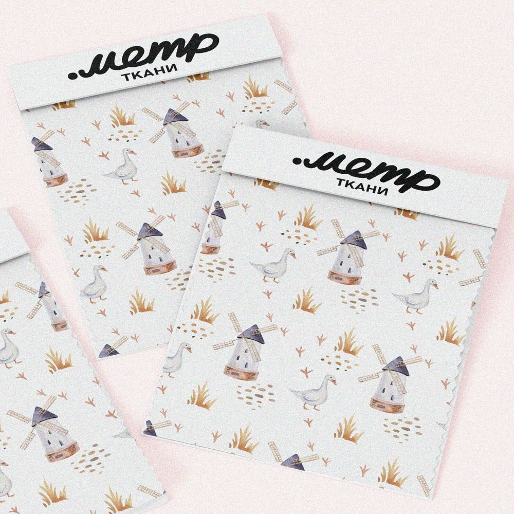 Ткань интерлок акварельная мельница
