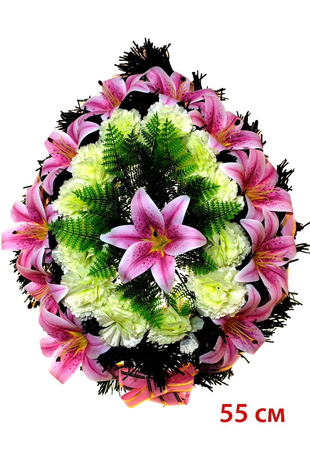 Венок ритуальный 55 см Лилии