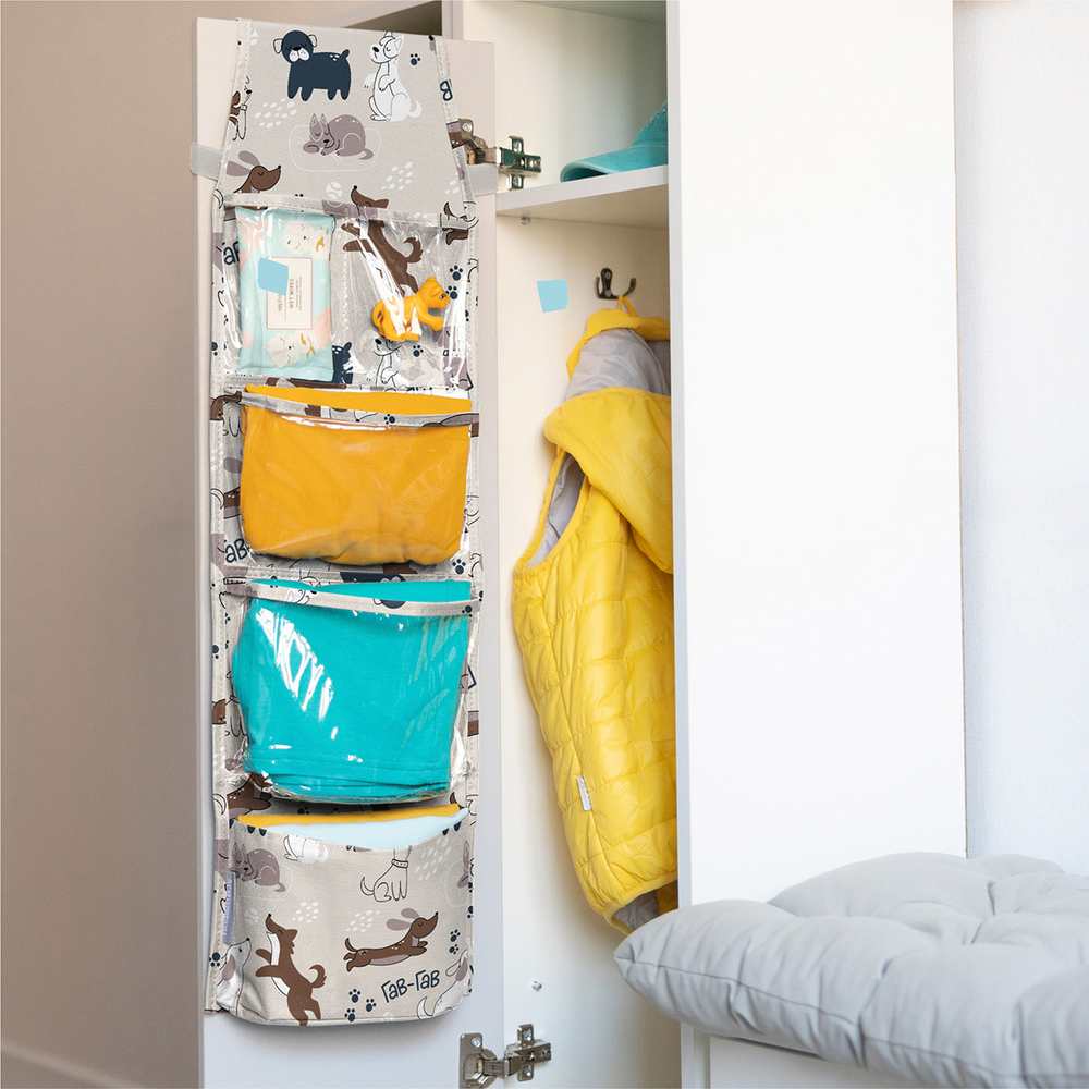 Кармашки для детского сада на липучке. Собаки принт