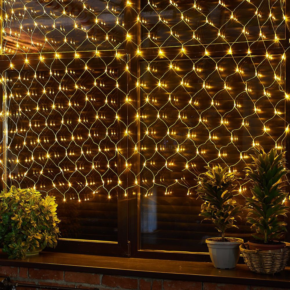 ULD-N2520-240-DTA YELLOW IP20 Сетка светодиодная с контроллером. 240 светодиодов. 2.5х2 м. желтая. IP20. провод прозрачный