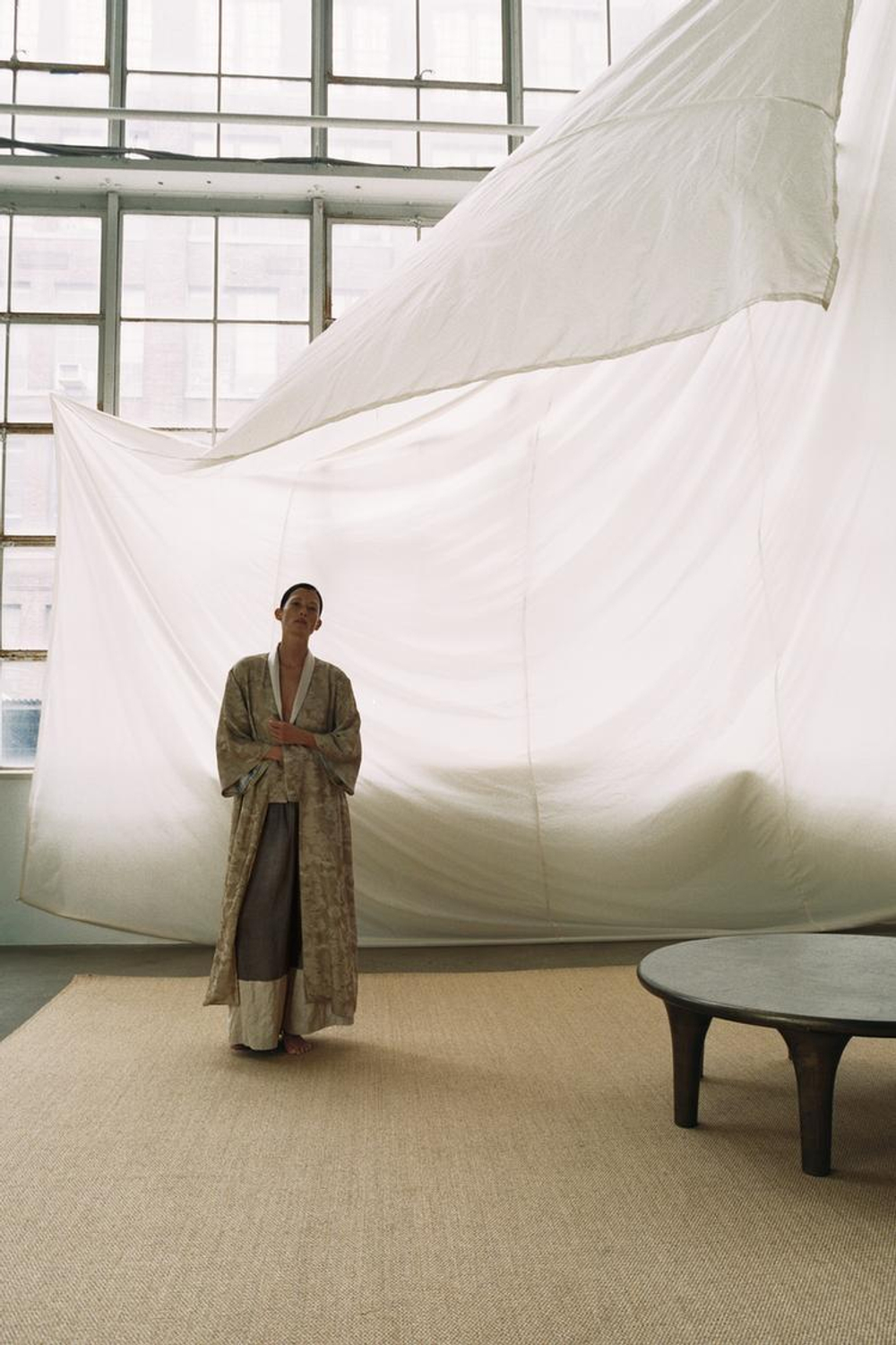 ZARA ПАЛЬТО С ПРИНТОМ — ZW COLLECTION, БЕЖЕВЫЙ