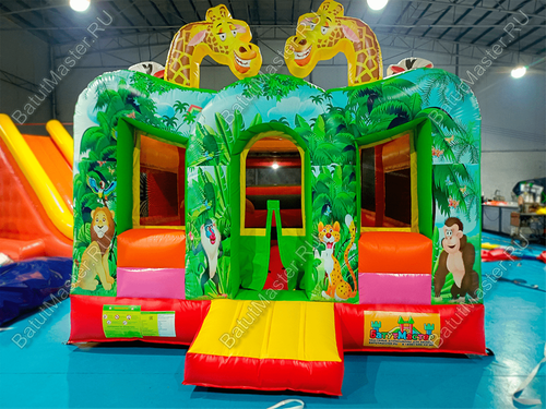 Коммерческий надувной батут "Законы джунглей", без горки