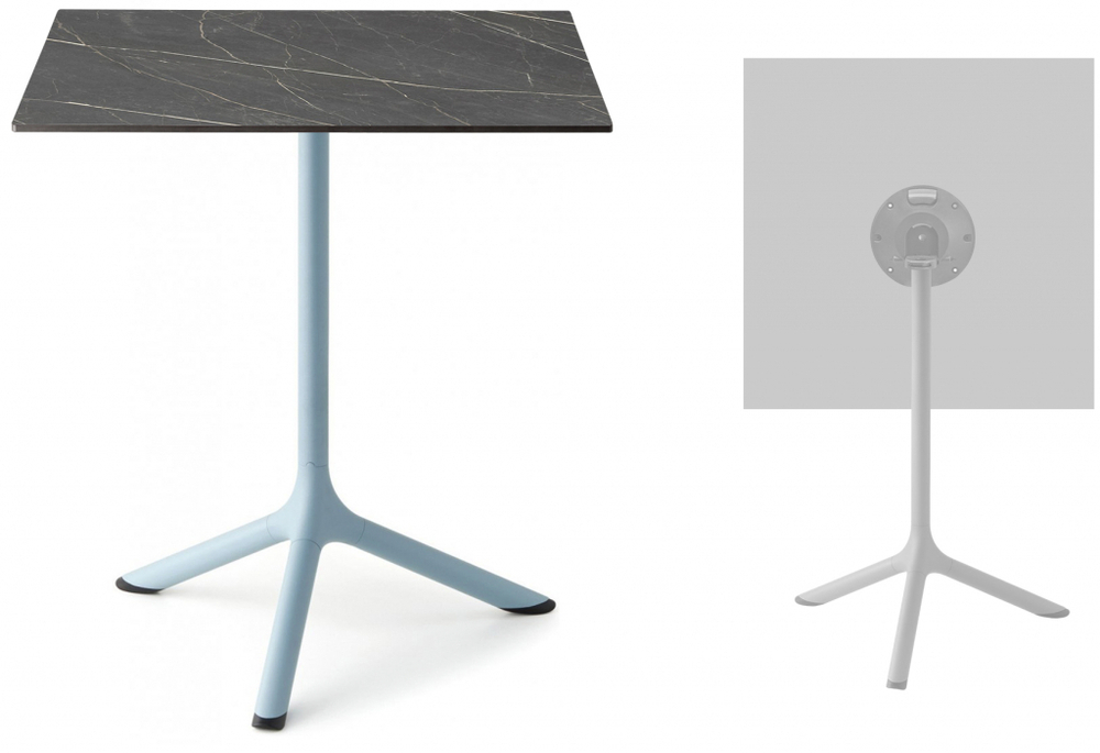 Стол ламинированный обеденный складной Scab Design Tripe Folding, голубой, черный мрамор Сахара