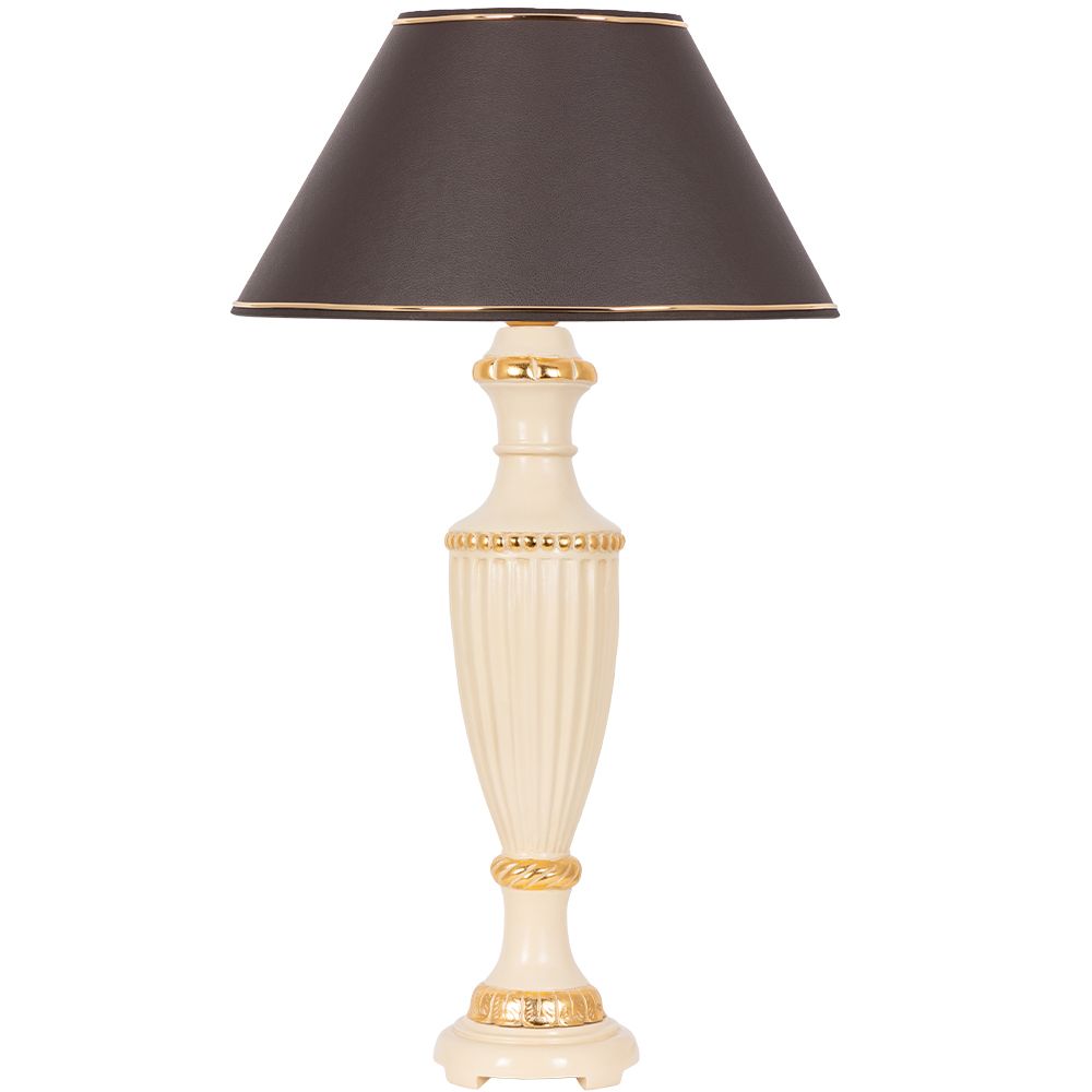 Настольная лампа Ваза Ребристая Айвори с абажуром №38 Мокко