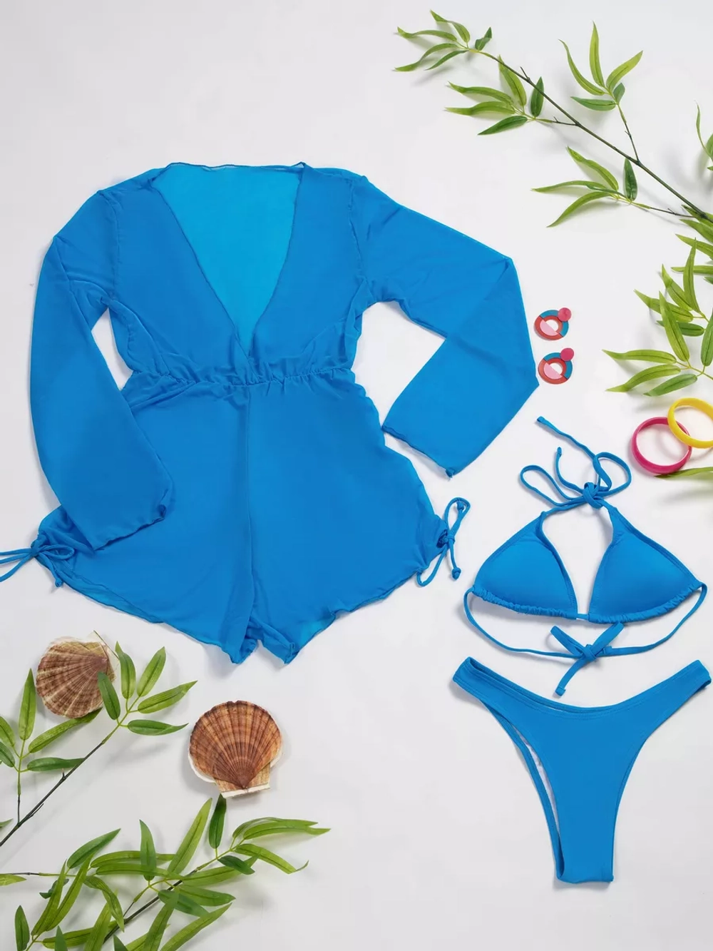 купальник раздельный 3 в 1 с парео комбинезон и шорты