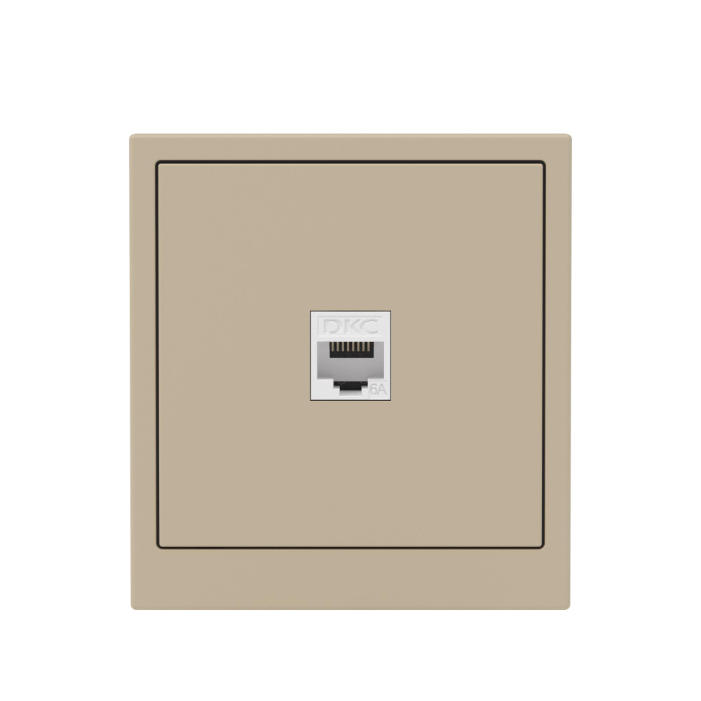 Компьютерная розетка RJ-45 без шторки, кат.6А одинарная,KANT, ванильный марципан