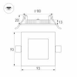 Светильник DL-93x93M-5W Warm White (Arlight, IP40 Металл, 3 года) 020123