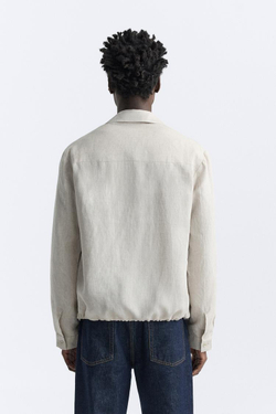 ZARA КУРТКА ИЗ 100% ЛЬНА, СВЕТЛО-БЕЖЕВЫЙ