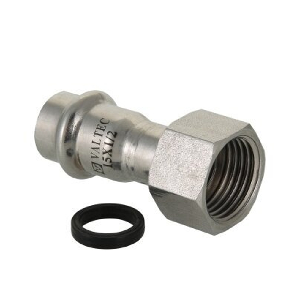 Пресс муфта из нержавеющей стали с накидной гайкой VALTEC 28 х 3/4*