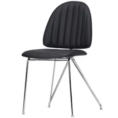 Обеденный стул Sundseat, черная экокожа, ножки хром