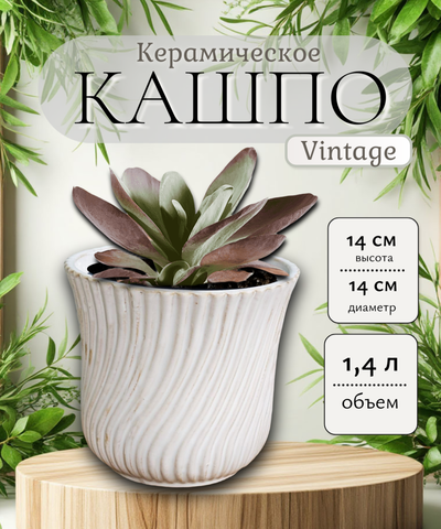 10.105.14 Кашпо Vintage d14; h14 см беж
