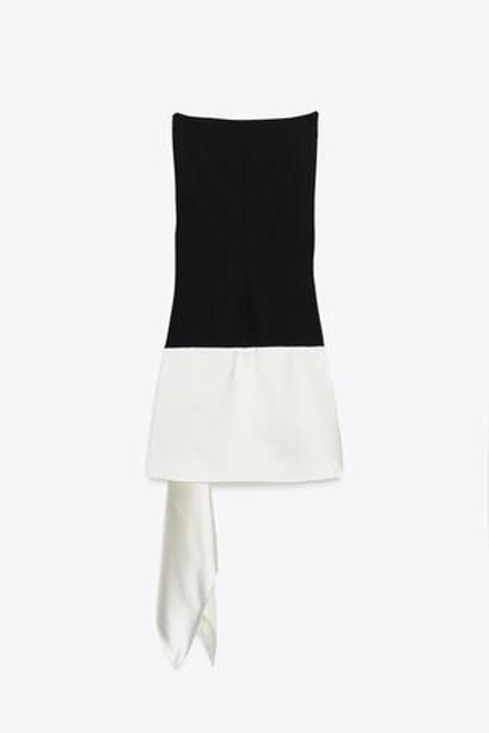 ZARA КОРОТКОЕ КОМБИНИРОВАННОЕ ПЛАТЬЕ, ЧЕРНЫЙ