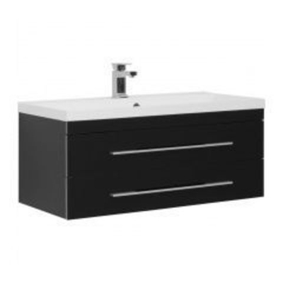 Тумба с раковиной Aquanet Верона 100 черный (подвесная 2 ящика)