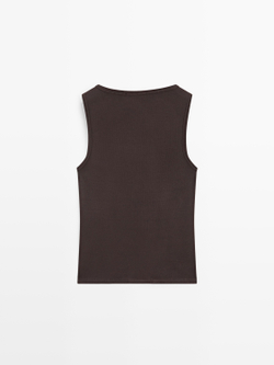Massimo Dutti Топ без рукавов с квадратным вырезом, коричневый