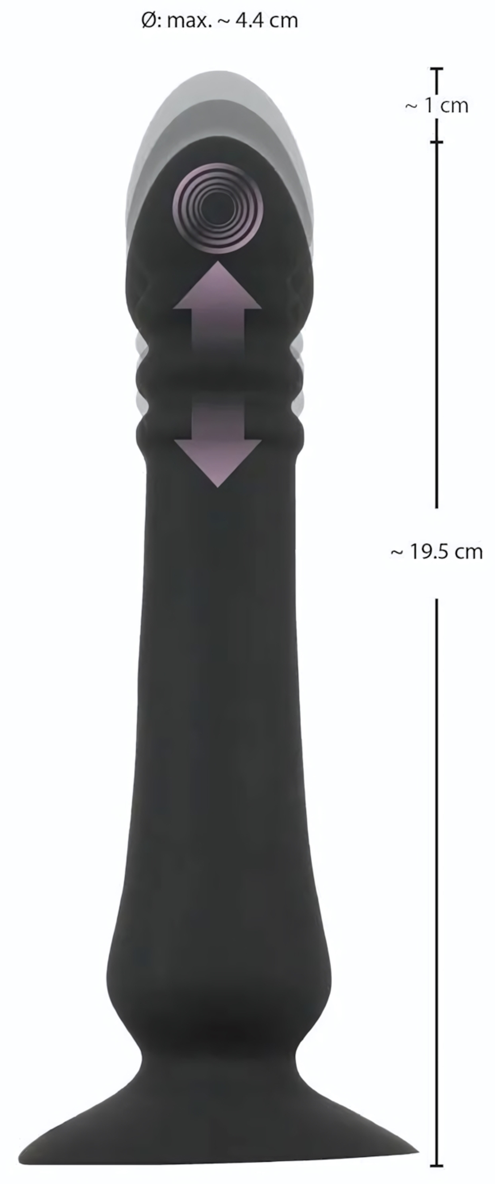 Черный анальный стимулятор с поступательными движениями и пультом ДУ Anal Thruster - 19,5 см. (Цвет: черный)