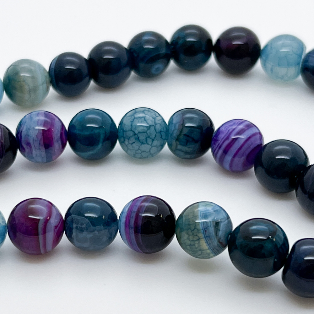 Агат тонированный зеленый+фиолетовый, диаметр 10,1-10,4 мм, цена за 18 шт (1/2 нити)