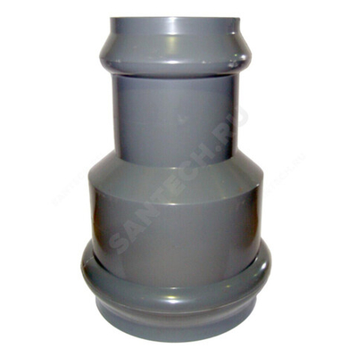 Муфта НПВХ SDR26 переходная Дн 160х110 Ру10 серая напорная раструбная под соединение с уплотнительным кольцом в/к Aquaviva AQV160110