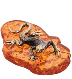 Народные промыслы AM-1369 Фигурка «Саламандра» (латунь, янтарь)