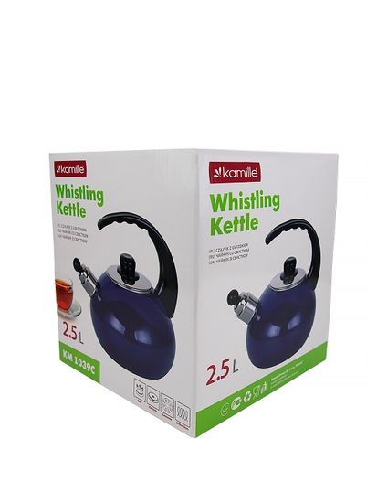 Чайник 2,5 л. эмалированный со свистком Kamille KM 1039C с черной бакелитовой ручкой