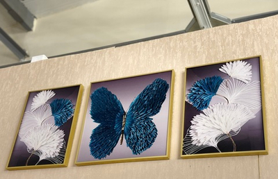 Триптих мини на МДФ с рамой из латуни