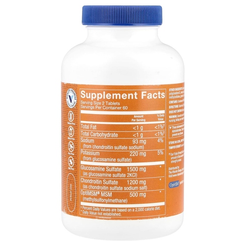 The Vitamin Shoppe, глюкозамин и хондроитин тройной силы с МСМ, 120 таблеток
