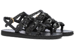 PRADA Prada calfskin woven comfortable breathable Roman sandals women's black