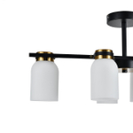 Люстра на штанге 6x40Вт E14, металл/стекло, черный/бронза, белый плафон