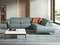 Угловой диван- реклайнер с правым шезлонгом 6252 из бирюзовой кожи