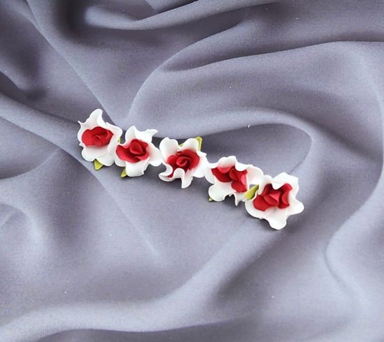 Цветы из латекса (фоамарина) бело-красный 4.5 см, набор 5 штук