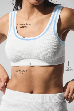 Alo yoga Вязаный топ, белый/светло-голубой