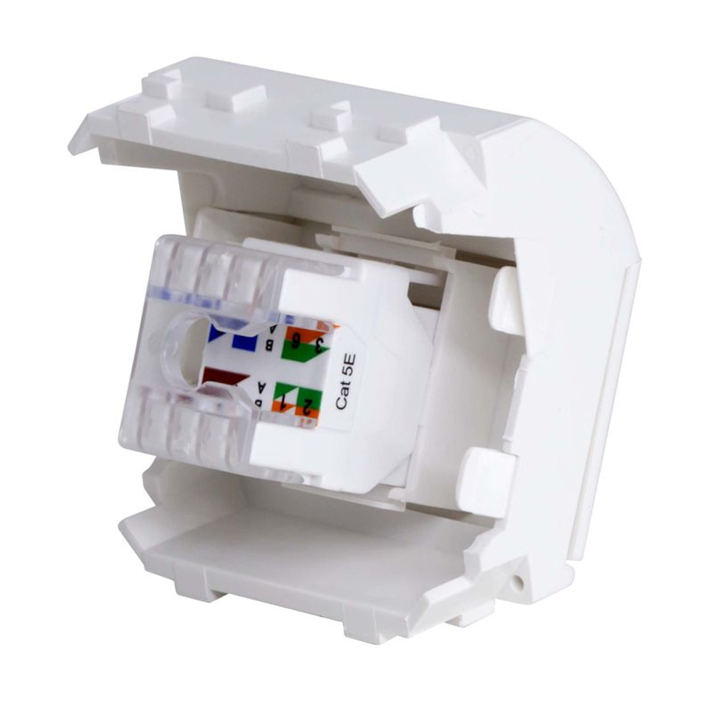 Розетка компьютерная 1-м СП 2мод. Brava RJ45 кат.5E бел. DKC 76655B