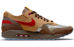 CLOT x Nike Air Max 1 retro sports comfortable anti-fur TPU synthetic leather shock absorption non-slip wear-resistant low-top air cushion casual running shoes for men and women the same brown and yellow China limited