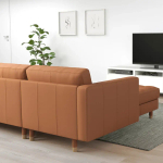 4-местный диван с шезлонгом - IKEA LANDSKRONA, 280х89х78 см, оранжевый, кожа, ЛАНДСКРУНА ИКЕА