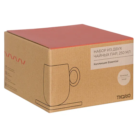 Набор из двух чайных пар бежевого цвета из коллекции essential, 250 мл