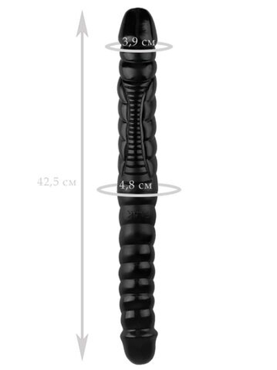 Черный двухсторонний спиралевидный фаллоимитатор - 42,5 см. (Цвет: черный)