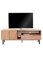 Тумба под телевизор 158х40х56, Виби, комод для ТВ, массив дуба на металлических ножках, в стиле лофт, Dipriz