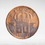 Belgium, 50 Centimes (Dutch Text), 1985, VF
