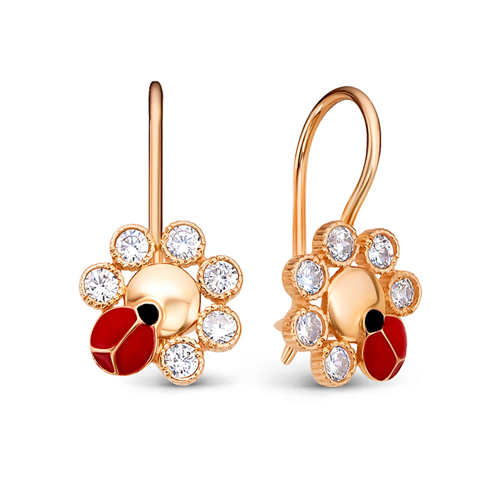 Серьги из золота 585 пробы с Фианит и Эмалью