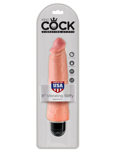 Реалистичный телесный фаллос с вибрацией King Cock 8" VIbrating Stiffy (Цвет: телесный)